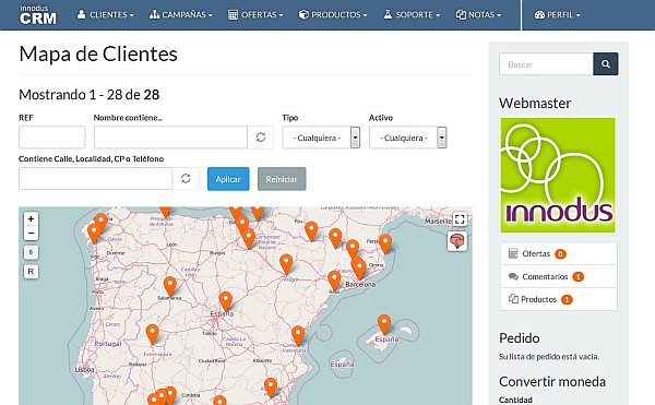 Innodus CRM: listado de ofertas